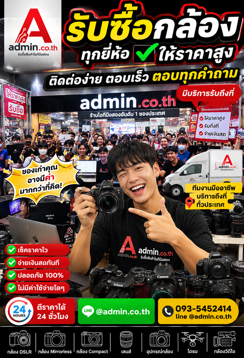 admin.co.th ติดต่อ LINE @admin.co.th โทร 093-5452414 รับซื้อกล้องตอบเร็ว